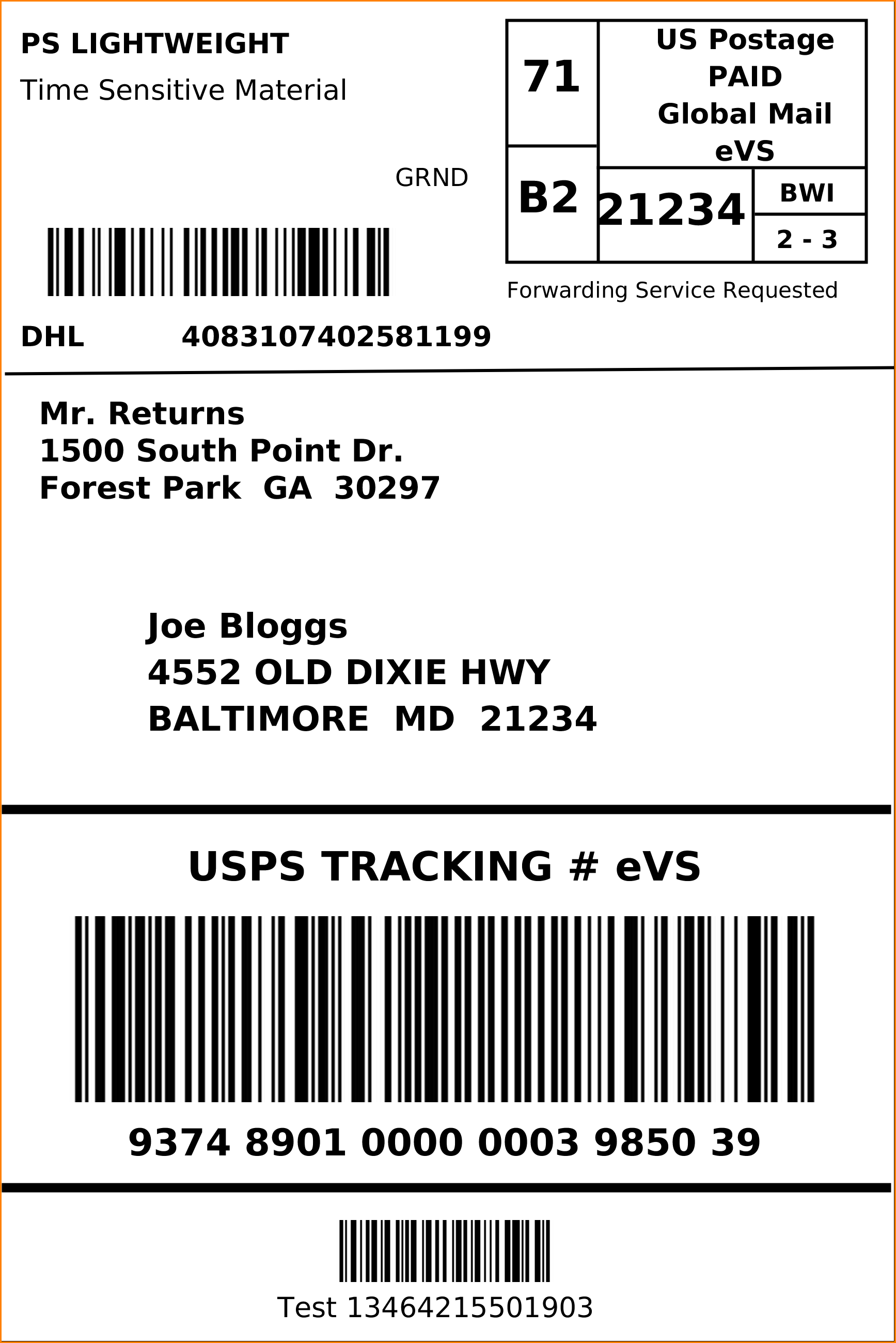 Return Label Template Printable Label Templates